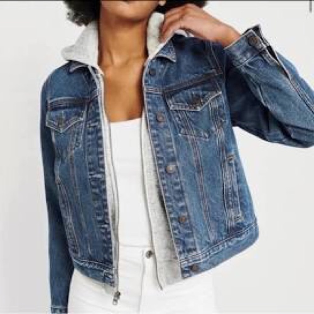 Abercrombie & Fitch Classic Jean Jacket Blue Sz. L Flap Button Pockets Cotton